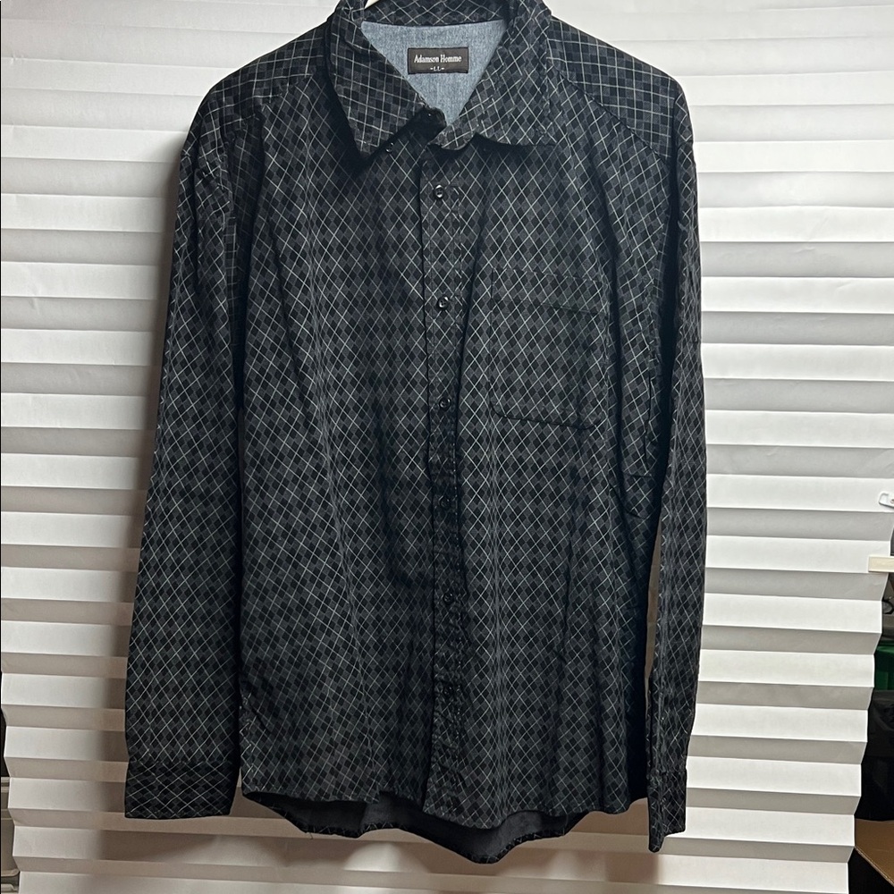 Black Checkered Men's Casual Shirt, Cotton 100% Corduroy